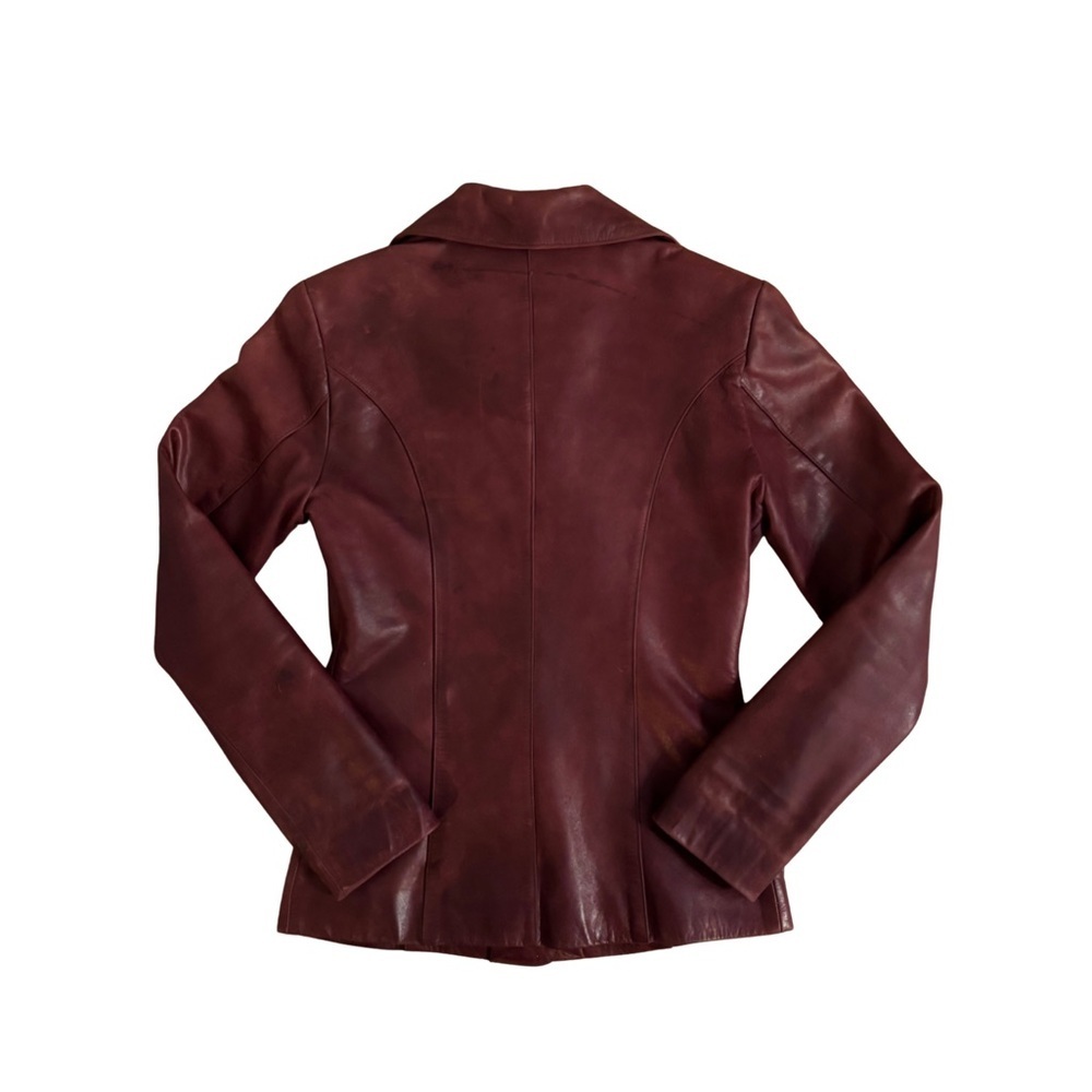 Arden B. Y2K Oxblood Women's Leather Jacket Blazer - Picture 5 of 6
